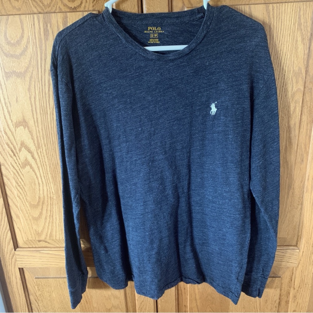 Polo by Ralph Lauren Men's Heather Navy Blue Long Sleeve Shirt